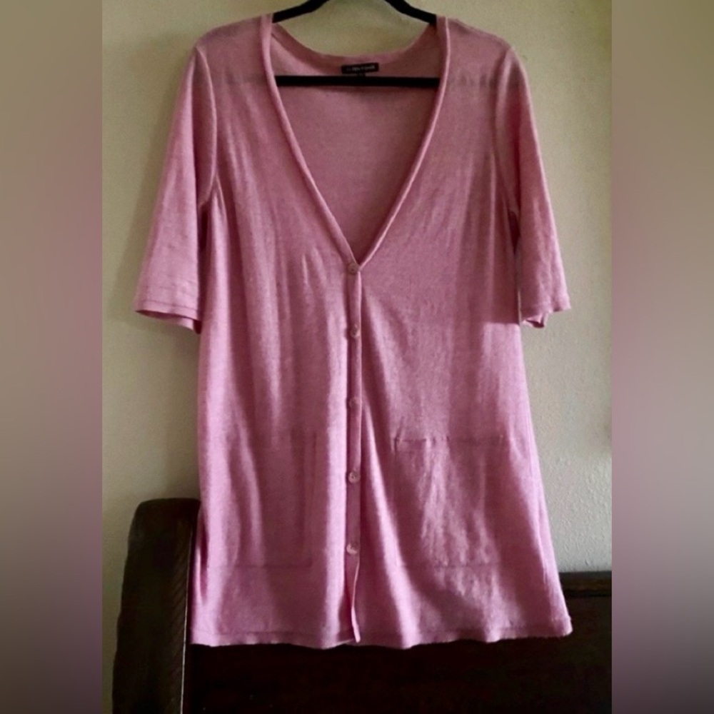 Eileen Fisher 100% Cashmere Pink Button Down Cardigan - Picture 3 of 10